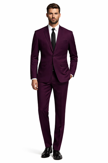 Mens Slim Fit Suit Plum