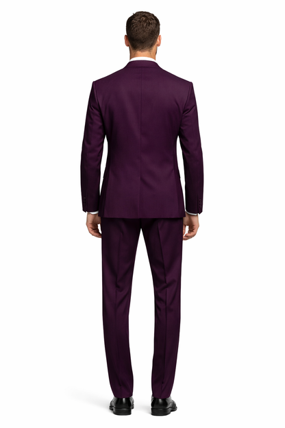 Mens Slim Fit Suit Plum