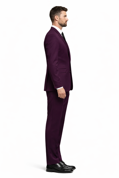 Mens Slim Fit Suit Plum