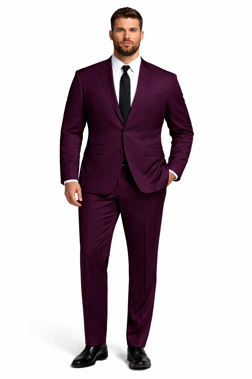 Mens Slim Fit Suit Plum
