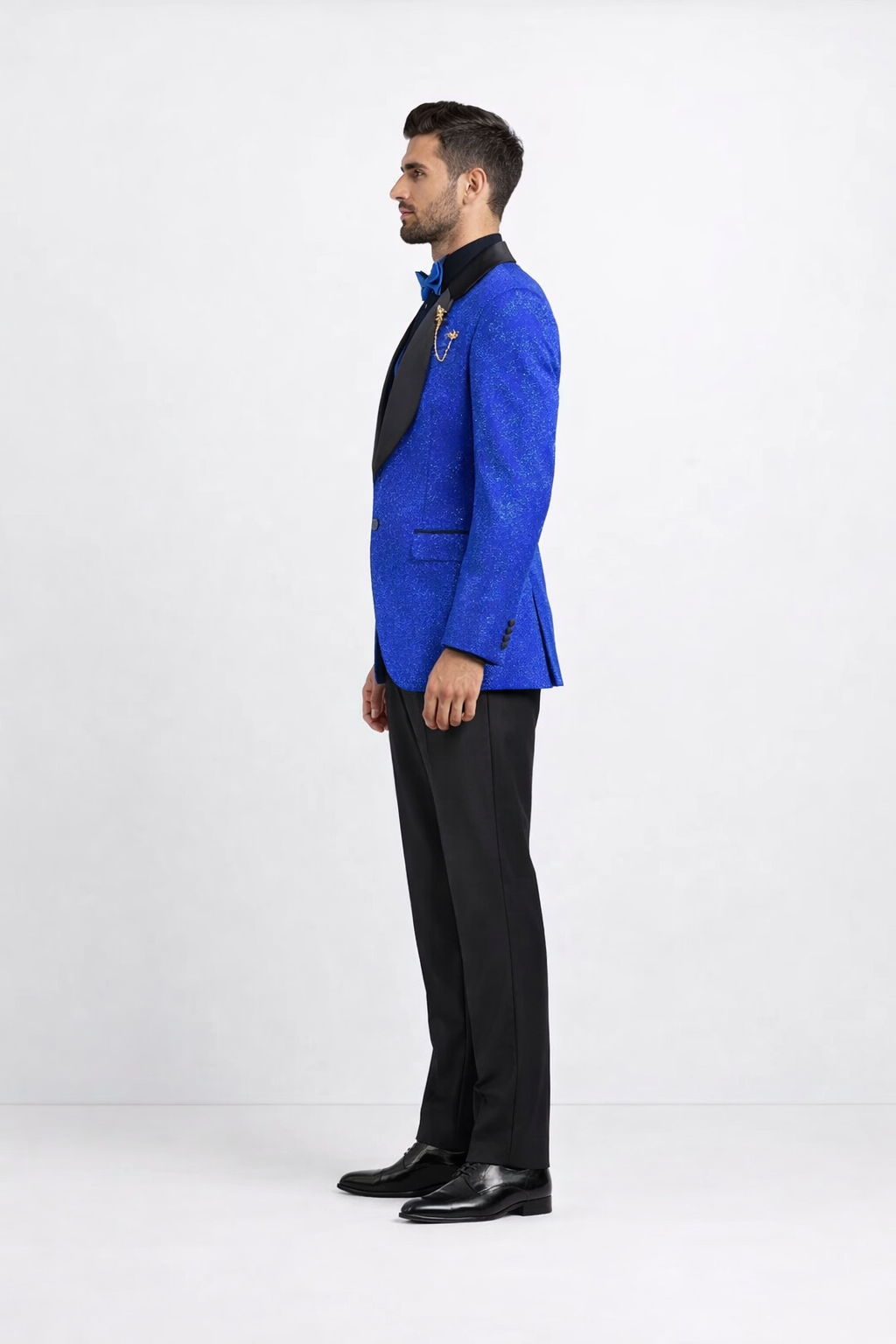 Men's Slim Fit Vested Paisley Royal Blue Tuxedo