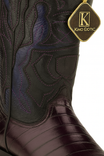 Men's King Exotic Snip Toe Eel Boots Handcrafted Burnished Purple (494RD0866) 4   - from alligatorwarehouse.com