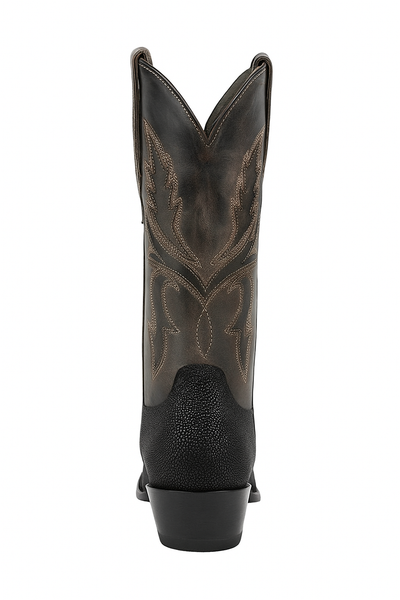 Men's King Exotic Snip Toe Stingray Boots Single Stone Handmade Black (494R1205) 5   - from alligatorwarehouse.com
