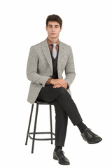 Mens Sport Coat Houndstooth Vinci Black and White Suit