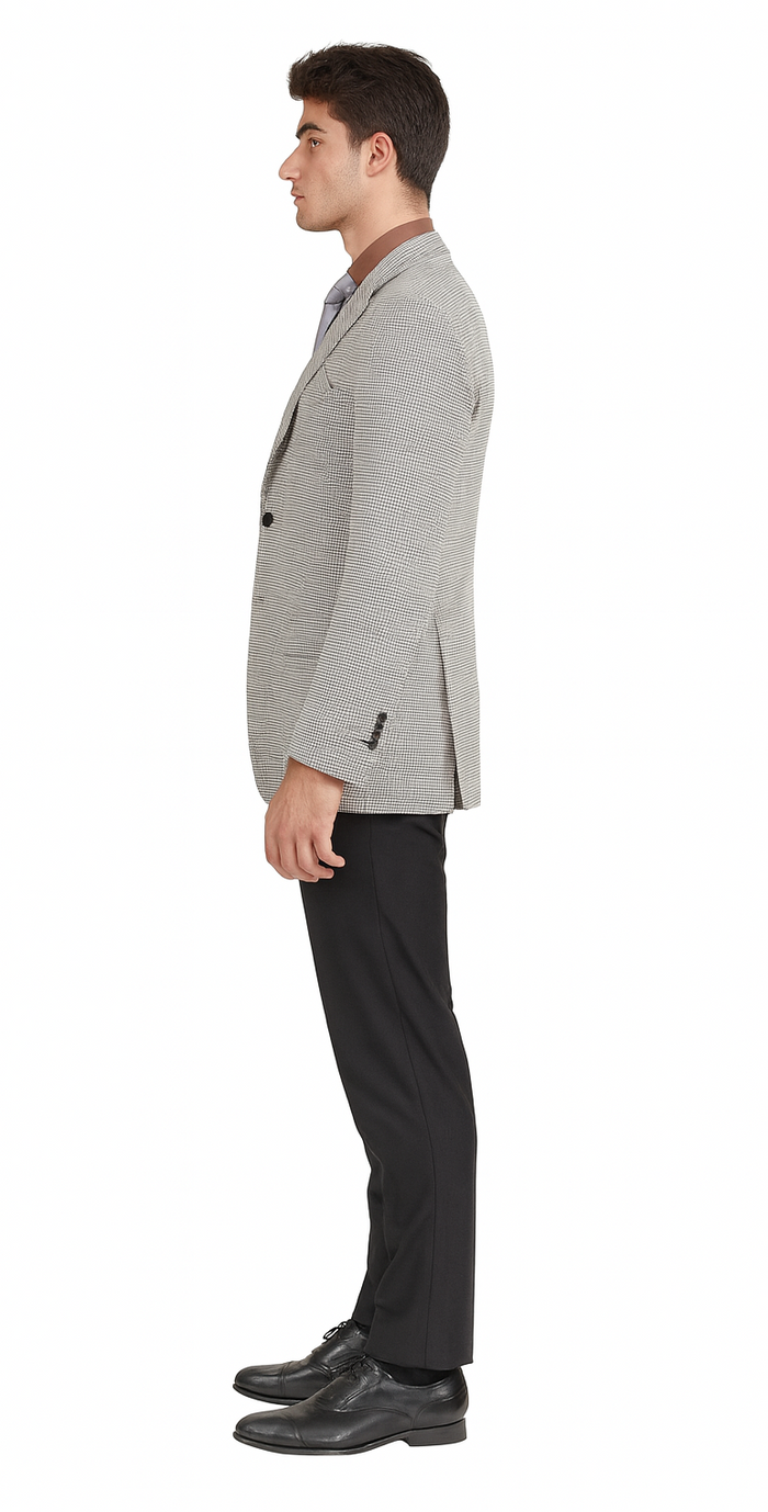 Mens Sport Coat Houndstooth Vinci Black and White Suit