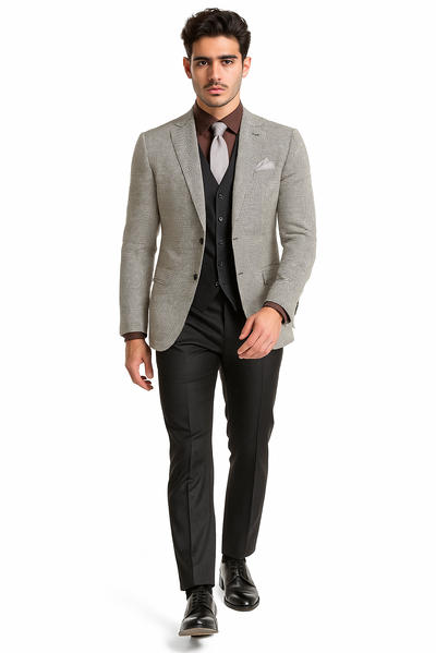 Mens Sport Coat Houndstooth Vinci Black and White Suit 6   - from alligatorwarehouse.com