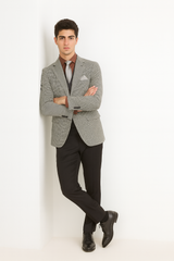 Mens Sport Coat Houndstooth Vinci Black and White Suit