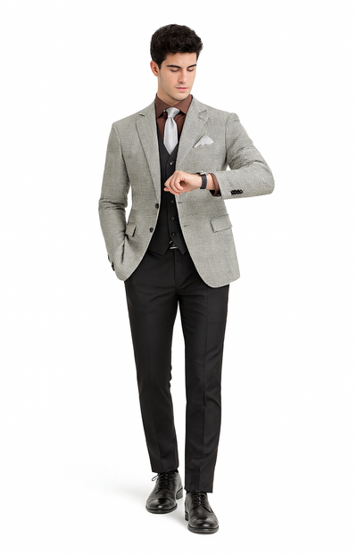 Mens Sport Coat Houndstooth Vinci Black and White Suit 9   - from alligatorwarehouse.com