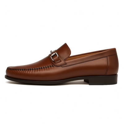 Mens Mezlan Brussels Metal Ornament Calfskin Loafer Dress Shoe in Tan 2   - from alligatorwarehouse.com