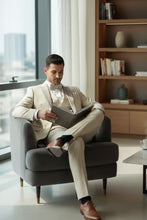 Mens Tan Tuxedo - Beige Suit "Flare" Ecru 1-Button Peak Tuxedo (4-Piece Set)