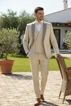 Mens Tan Tuxedo - Beige Suit "Flare" Ecru 1-Button Peak Tuxedo (4-Piece Set)