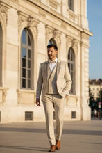 Mens Tan Tuxedo - Beige Suit "Flare" Ecru 1-Button Peak Tuxedo (4-Piece Set)