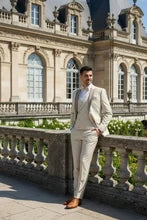 Mens Tan Tuxedo - Beige Suit "Flare" Ecru 1-Button Peak Tuxedo (4-Piece Set)
