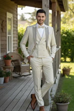 Mens Tan Tuxedo - Beige Suit "Flare" Ecru 1-Button Peak Tuxedo (4-Piece Set)