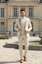 Mens Tan Tuxedo - Beige Suit "Flare" Ecru 1-Button Peak Tuxedo (4-Piece Set)