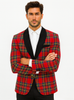 Mens Tartan Plaid Christmas Holiday Blazer in Red 5   - from alligatorwarehouse.com