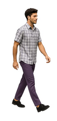 Mens Textured Plaid Walking Suit in Lavender/Off White by Dreams by Zacchi – 2 Piece Leisure Outfit with Matching Shirt and Pants - $99
