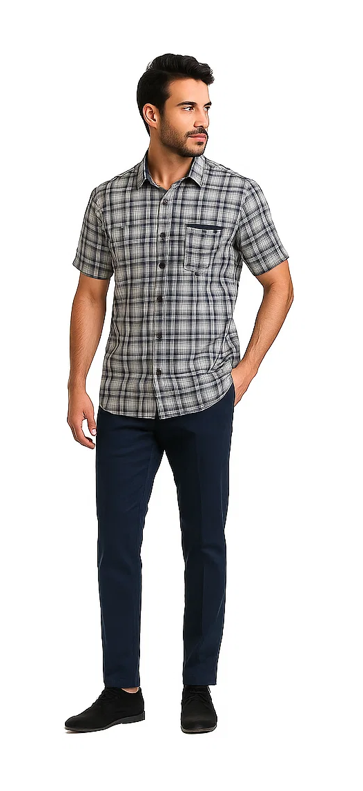 Mens Textured Plaid Walking Suit in Navy/white by Dreams by Zacchi – 2 Piece Leisure Outfit-matching-shirt-and-pants-$99 3   - from alligatorwarehouse.com