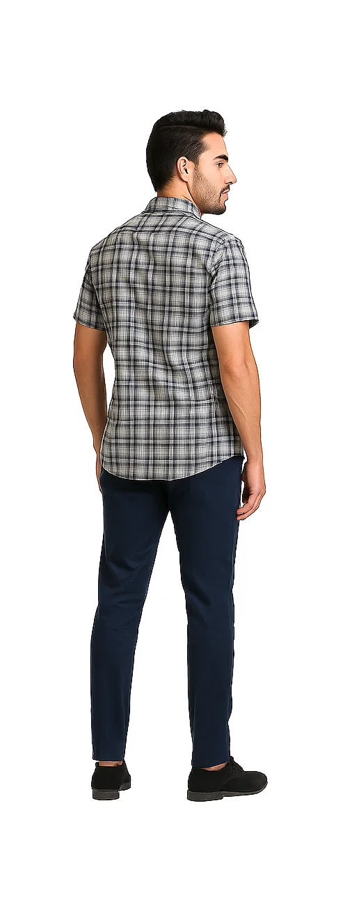 Mens Textured Plaid Walking Suit in Navy/white by Dreams by Zacchi – 2 Piece Leisure Outfit-matching-shirt-and-pants-$99 4   - from alligatorwarehouse.com