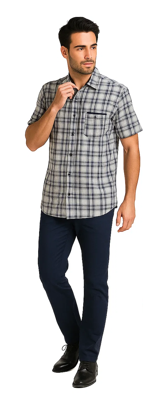 Mens Textured Plaid Walking Suit in Navy/white by Dreams by Zacchi – 2 Piece Leisure Outfit-matching-shirt-and-pants-$99 7   - from alligatorwarehouse.com