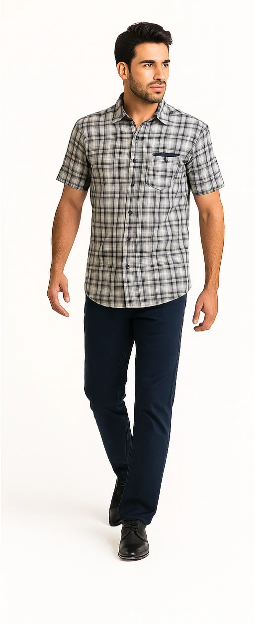 Mens Textured Plaid Walking Suit in Navy/white by Dreams by Zacchi – 2 Piece Leisure Outfit-matching-shirt-and-pants-$99 8   - from alligatorwarehouse.com