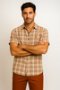 Mens Textured Plaid Walking Suit in Papaya/Cream by Dreams by Zacchi – 2 Piece Leisure Outfit with Matching Shirt and Pants - $99 2   - from alligatorwarehouse.com