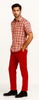 Mens Textured Plaid Walking Suit in Red/Off White by Dreams by Zacchi – 2 Piece Leisure Outfit with Matching Shirt and Pants - $99 3   - from alligatorwarehouse.com