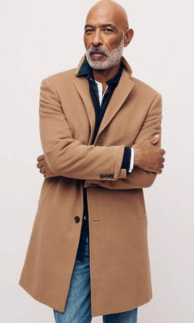 Men's Three Button Notch Lapel Wool-Cashmere Toffee Topcoat 2   - from alligatorwarehouse.com