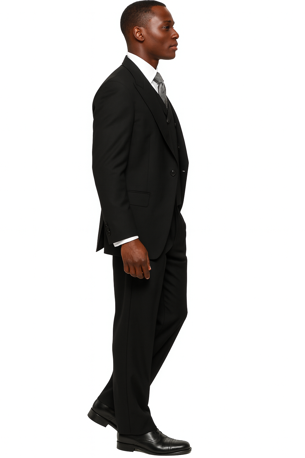 Mens Tiglio Rosso Suit - Wide Leg Baggy Pants - 100% Wool  Black Three-Piece Suit with Double-Breasted Vest and Peak Lapel 3   - from alligatorwarehouse.com