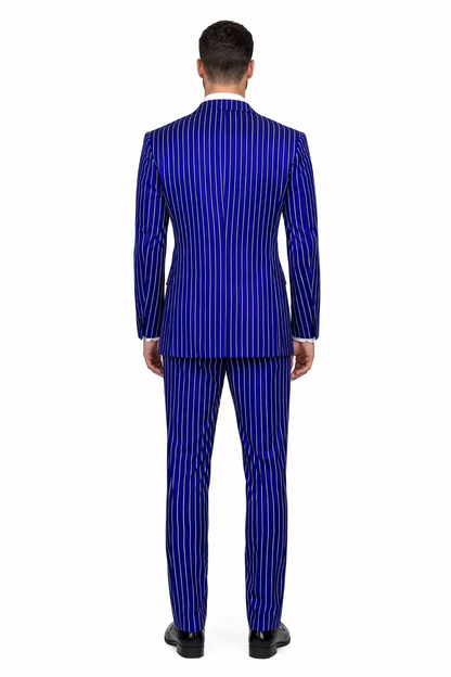 Mens Vested Gangster Pinstripe 1920's Suit in Blue