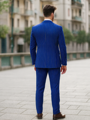 Mens Vested Gangster Pinstripe 1920's Suit in Blue