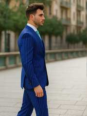 Mens Vested Gangster Pinstripe 1920's Suit in Blue