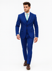 Mens Vested Gangster Pinstripe 1920's Suit in Blue