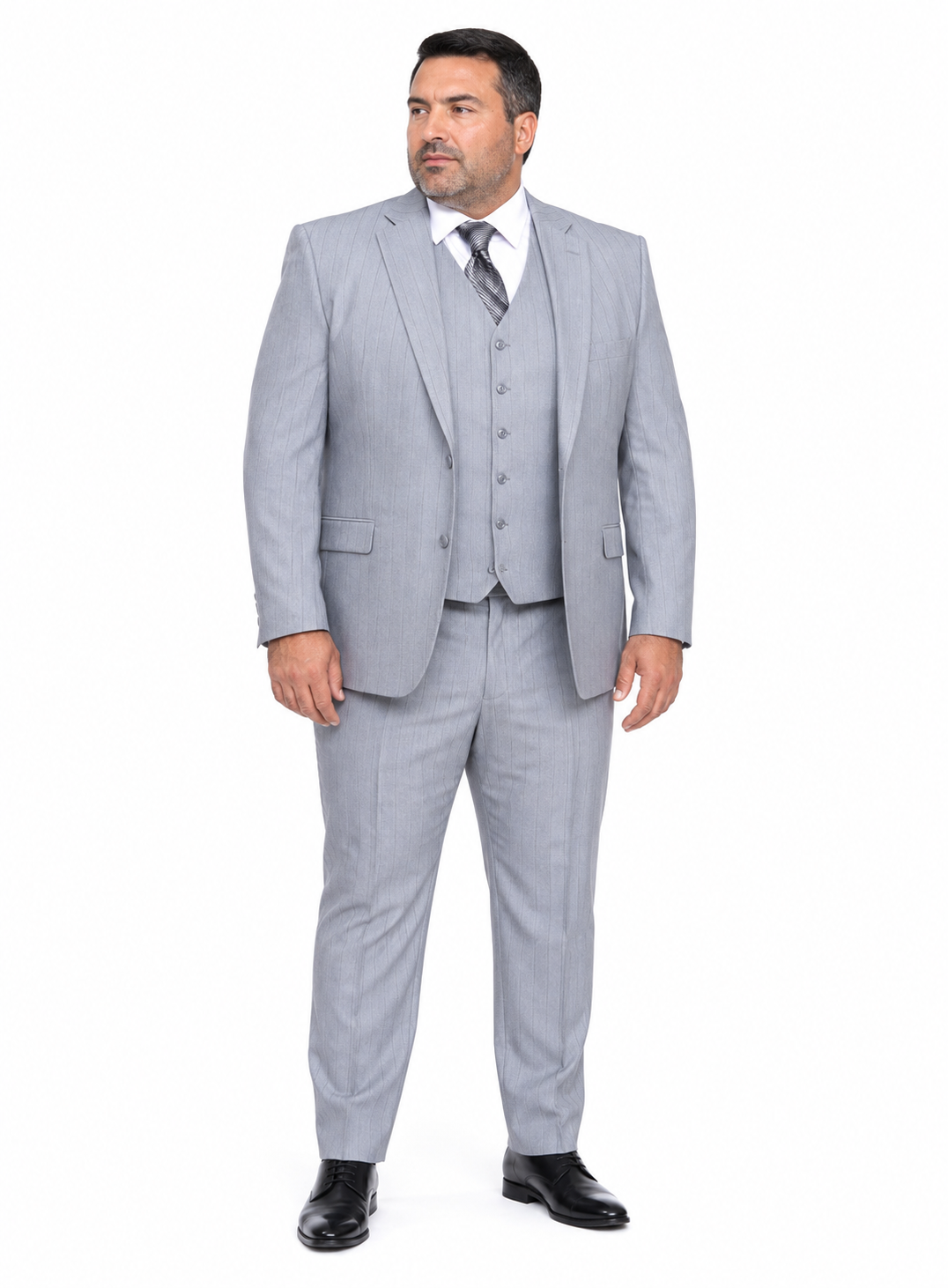 Mens Vested Gatsby Suit Pinstripe Grey Regular Fit Venetian