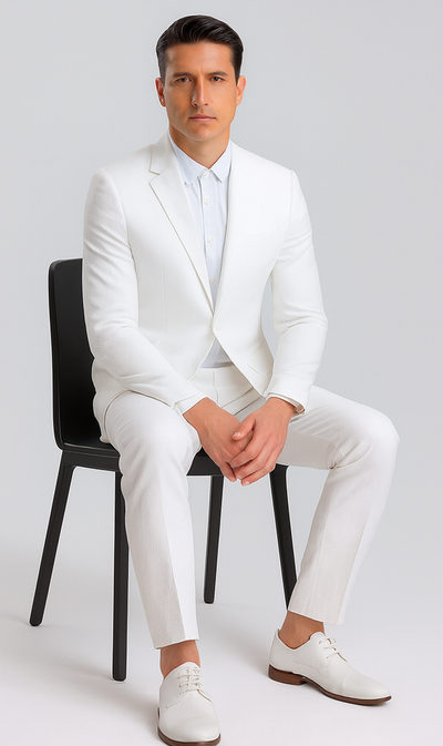 Mens Vested Summer Seersucker Suit in White Pinstripe 5 FM-9081  - from alligatorwarehouse.com