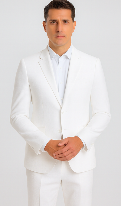 Mens Vested Summer Seersucker Suit in White Pinstripe 3 FM-9081  - from alligatorwarehouse.com