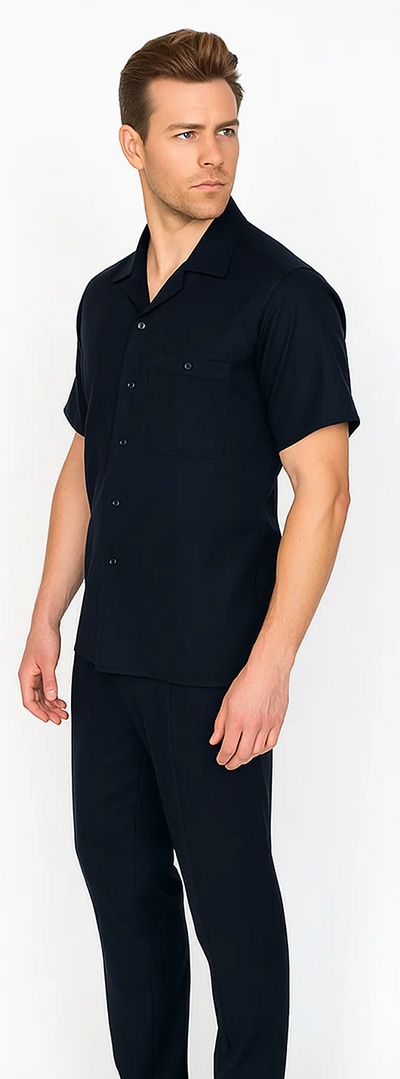 Mens Walking Suit in Color Black leisure suit causal Matching Shirt and Pants $99 3   - from alligatorwarehouse.com