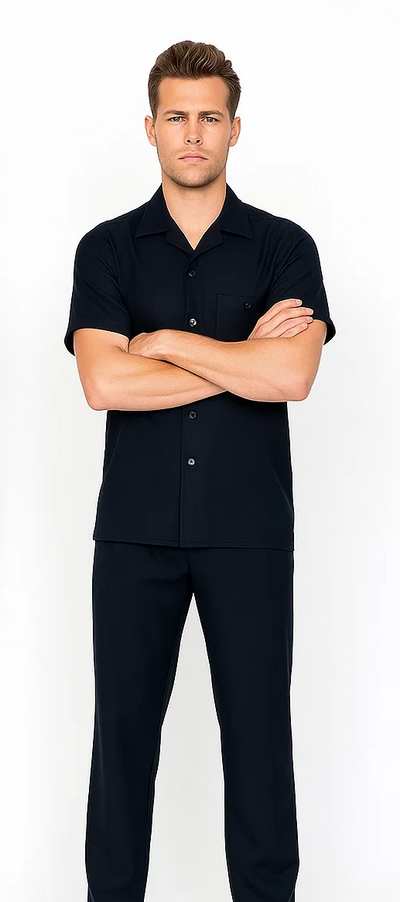 Mens Walking Suit in Color Black leisure suit causal Matching Shirt and Pants $99 2   - from alligatorwarehouse.com