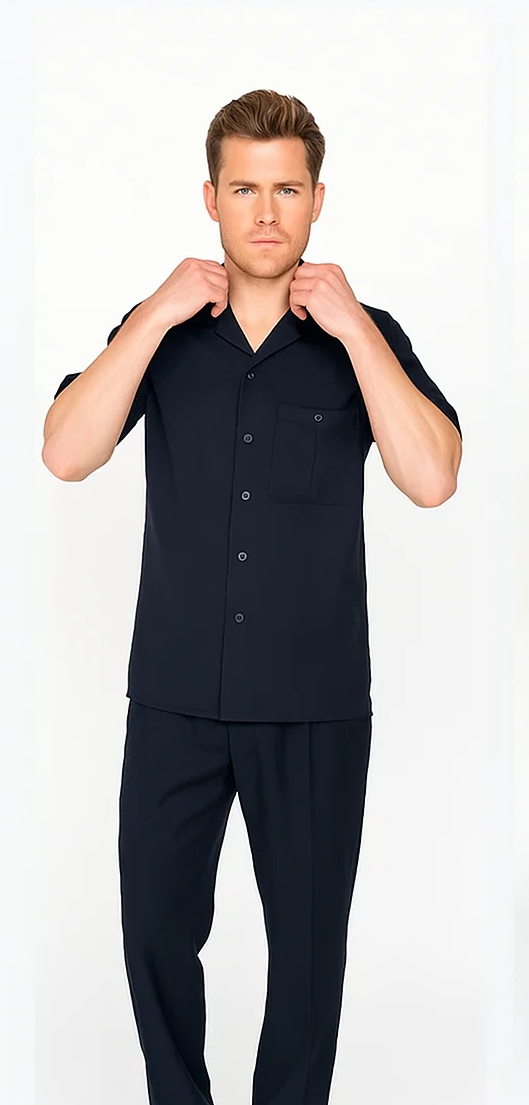 Mens Walking Suit in Color Black leisure suit causal Matching Shirt and Pants $99