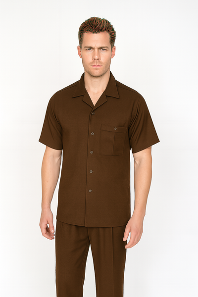 Mens Walking Suit in Color Brown leisure suit causal Matching Shirt and Pants $99 1   - from alligatorwarehouse.com