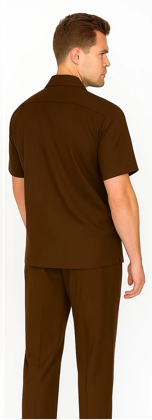 Mens Walking Suit in Color Brown leisure suit causal Matching Shirt and Pants $99 4   - from alligatorwarehouse.com