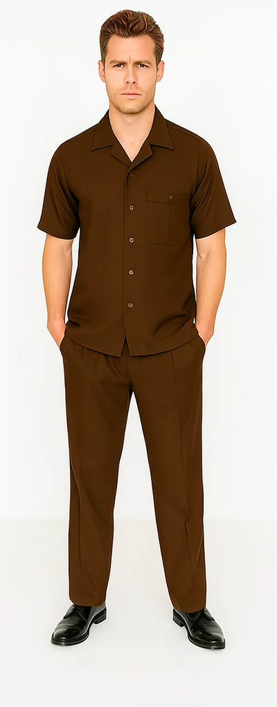 Mens Walking Suit in Color Brown leisure suit causal Matching Shirt and Pants $99 5   - from alligatorwarehouse.com