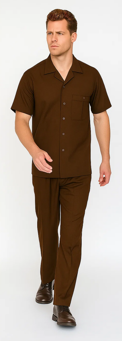 Mens Walking Suit in Color Brown leisure suit causal Matching Shirt and Pants $99 8   - from alligatorwarehouse.com