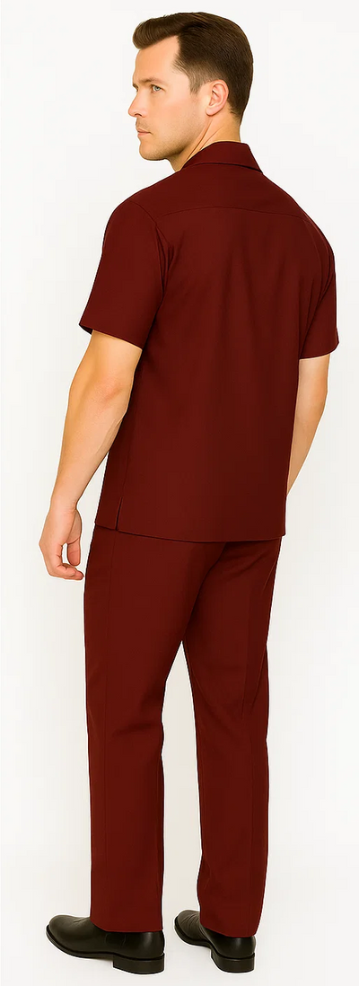 Mens Walking Suit in Color Burgundy leisure suit causal Matching Shirt and Pants $99 4   - from alligatorwarehouse.com