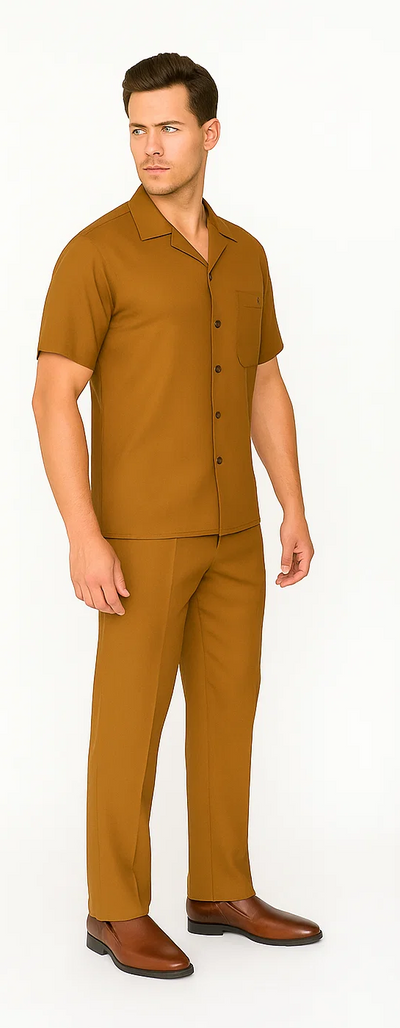 Mens Walking Suit in Color caramel  leisure suit causal Matching Shirt and Pants $99 3   - from alligatorwarehouse.com