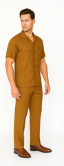 Mens Walking Suit in Color caramel  leisure suit causal Matching Shirt and Pants $99