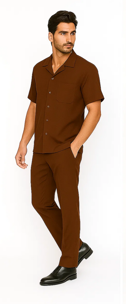 Mens Walking Suit in Color cognac  leisure suit causal Matching Shirt and Pants $99