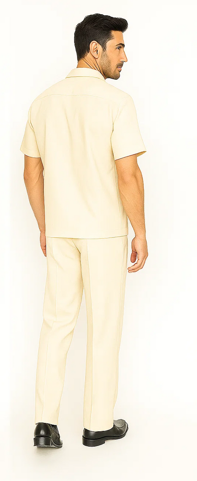 Mens Walking Suit in Color cream leisure suit causal Matching Shirt and Pants $99 4   - from alligatorwarehouse.com