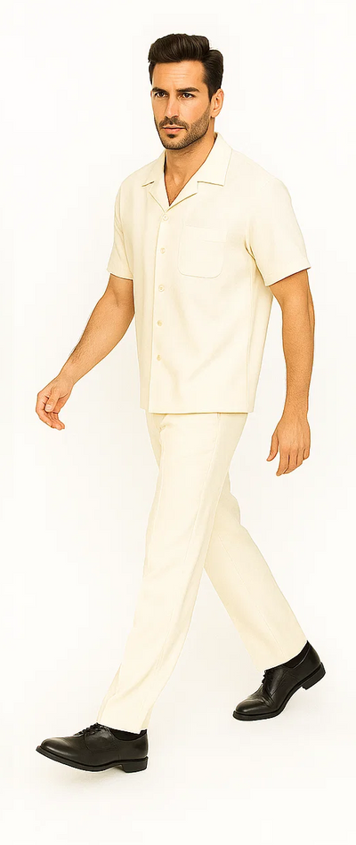 Mens Walking Suit in Color cream leisure suit causal Matching Shirt and Pants $99 8   - from alligatorwarehouse.com