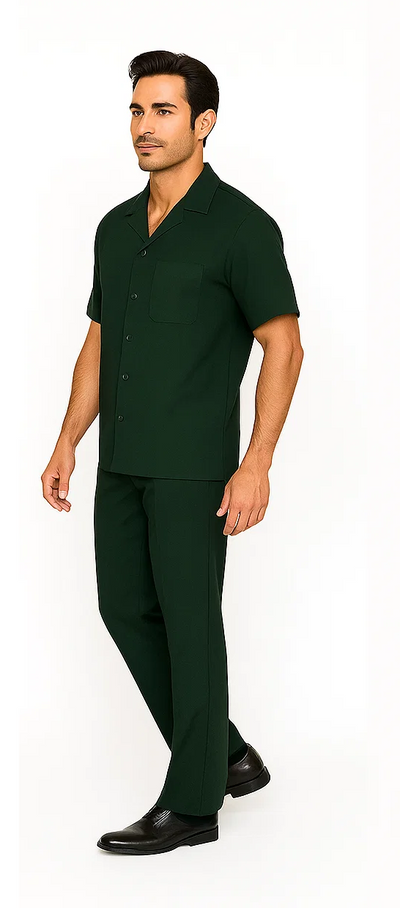 Mens Walking Suit in Color hunter green  leisure suit causal Matching Shirt and Pants $99 3   - from alligatorwarehouse.com